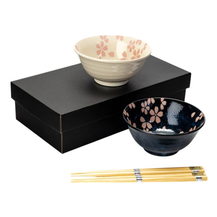 2 Piece Tayo 5"D Bowl Gift Set Hasui Sakura Cherry Blossoms JP (1/16) for wholesale by Urban Tokyo