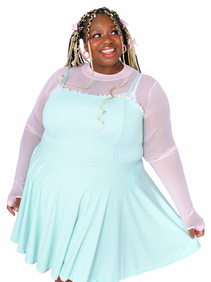 Basics Reversible Skater Dress - Mint/Pink for wholesale by My Violet