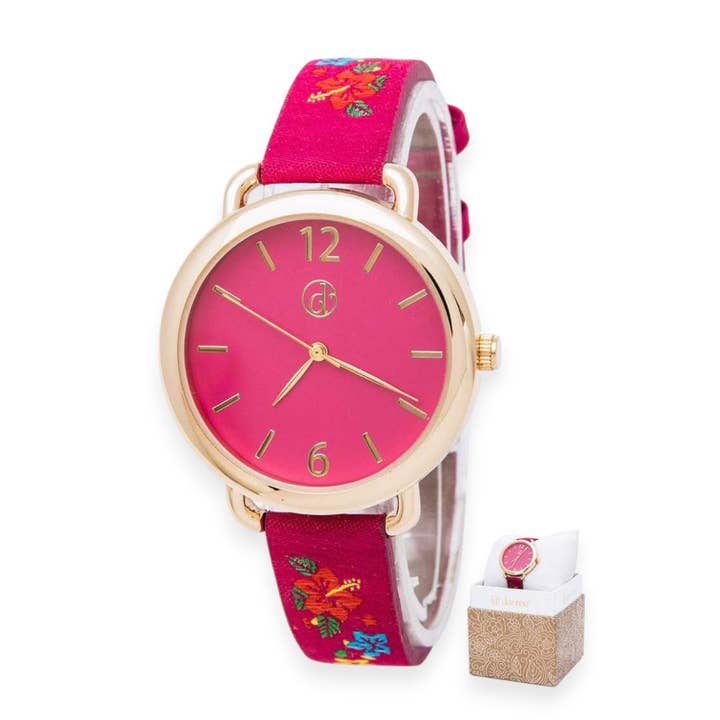 Embroidered Flower Band Fashion Watch Box Set for wholesale by LA Jewelry Plaza
