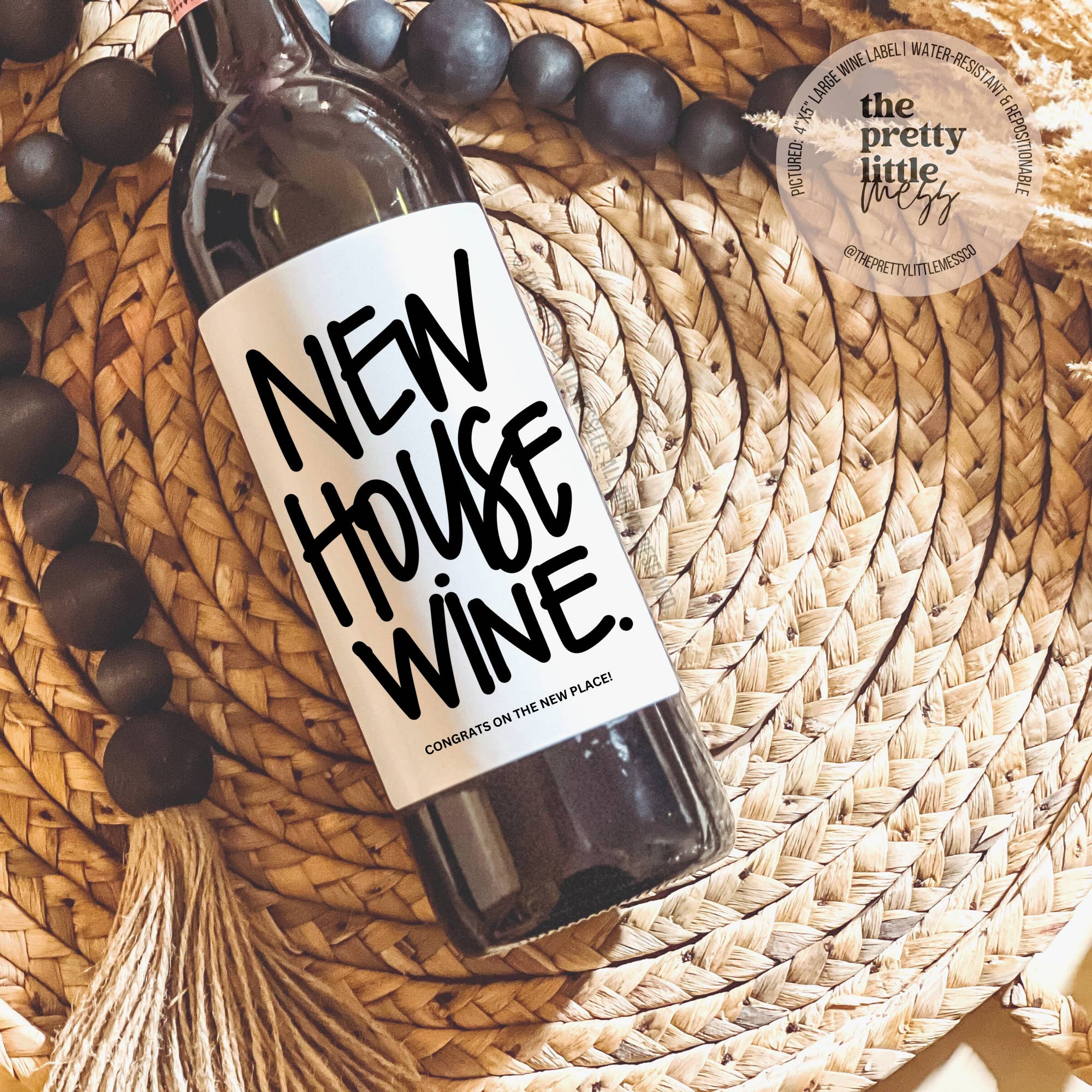 the pretty little mess - Wholesale Gift Tag Label - New House Wine, Wine Label, Housewarming Gift