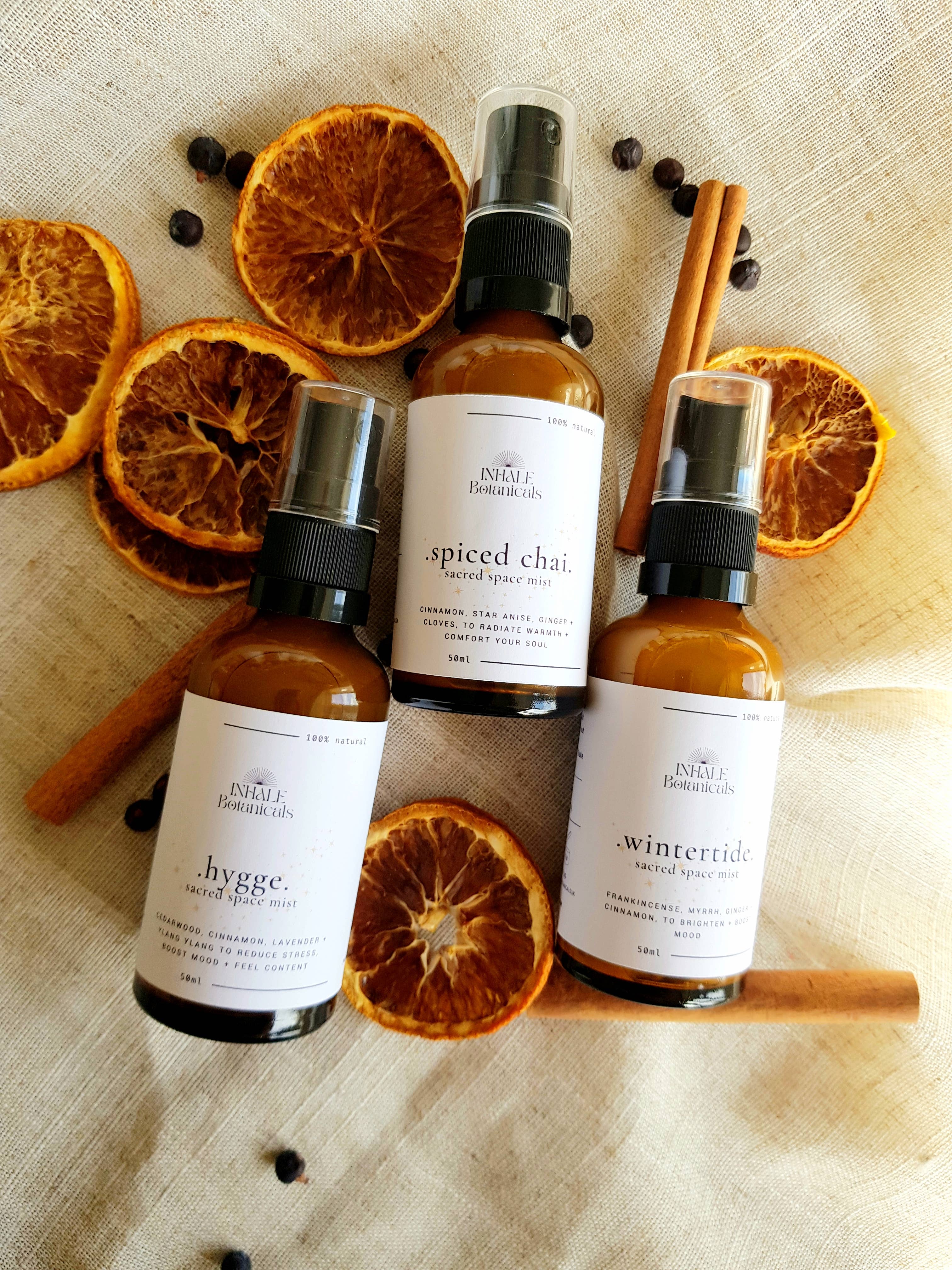 Inhale Botanicals - Wholesale Room & Linen Spray - Spiced Chai Sacred Space Mist, Winter room fragrance1
