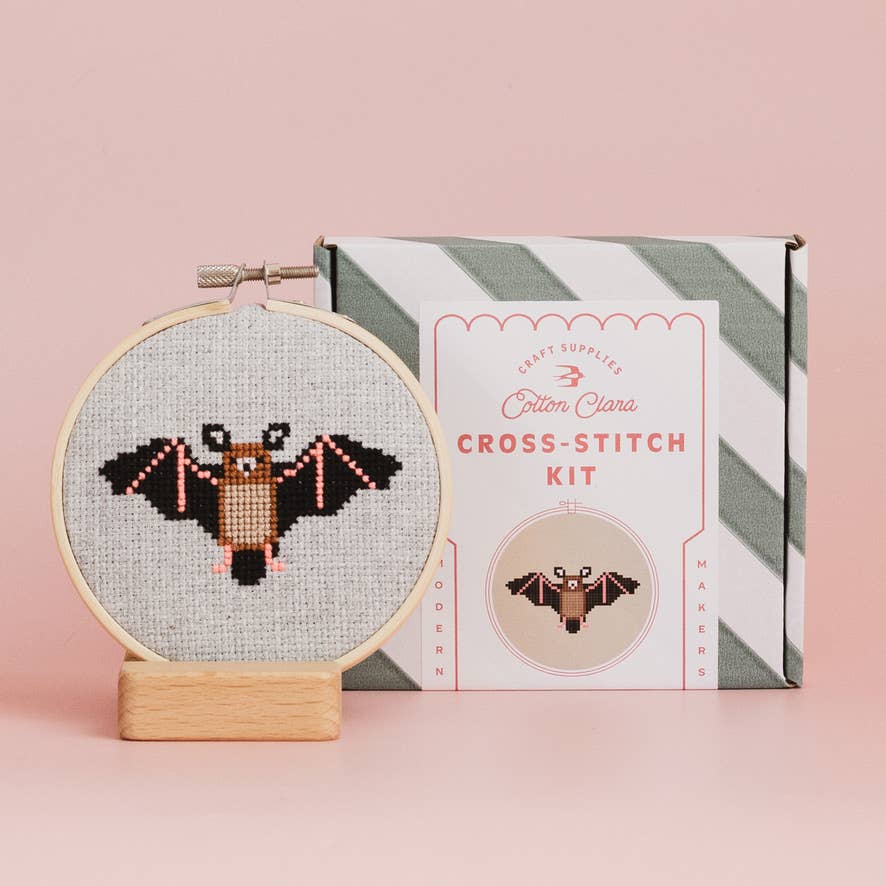 Cotton Clara Craft Kits & Supplies – wholesale DIY craft kit – Bat Cross Stitch Kit for Beginners0