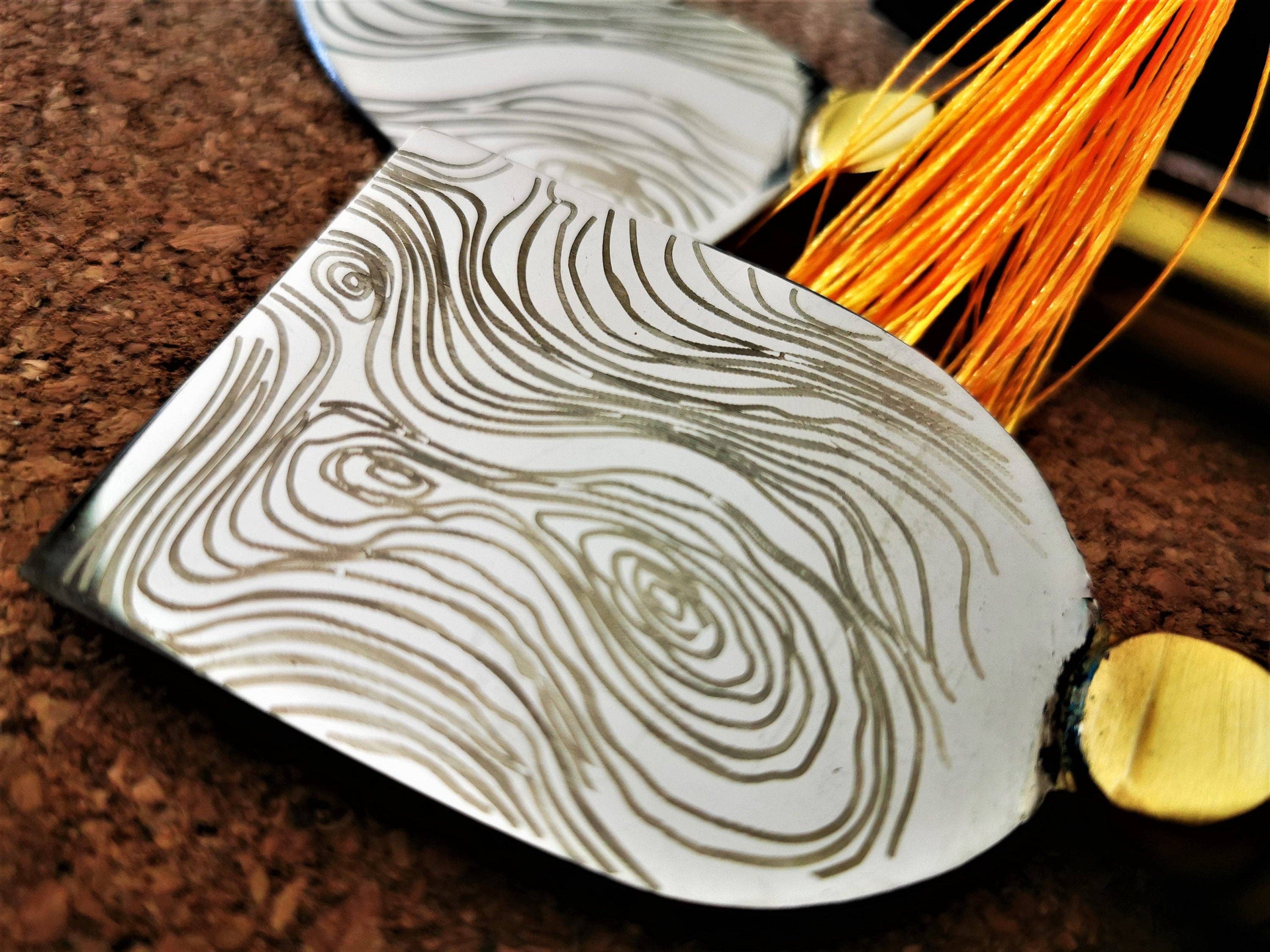 Gibb & Daan - Vente Couteaux à fromage - Poignées en marbre blanc et laiton, ensemble de couteaux à fromage gravés8