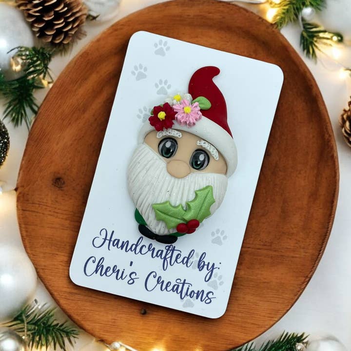 Gnome floral d'hiver enchanteur en embellissement d'argile polymère pour la vente par Cheri's Boutique Supplies