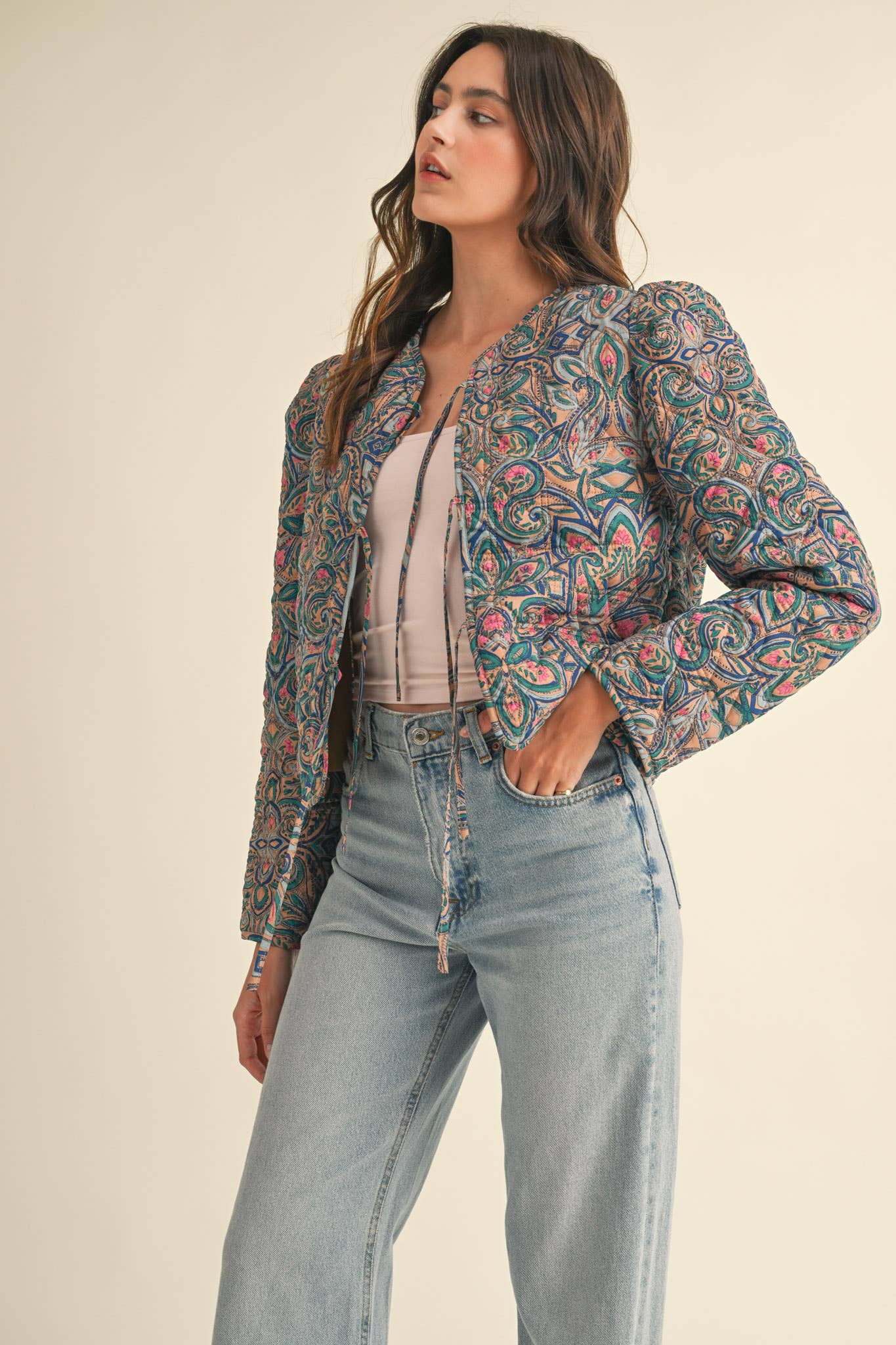 &MERCI - Wholesale Jacket - Women's - EXCLUSIVE PRINT QUILTED PAISLEY PRINT JACKET MJK36342