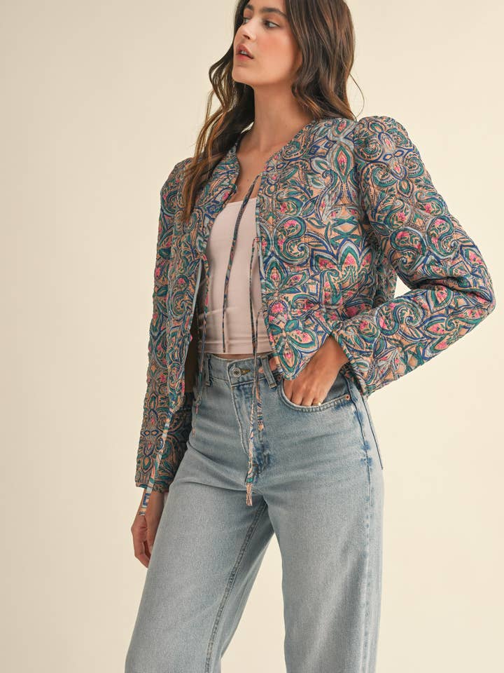 &MERCI - Wholesale Jacket - Women's - EXCLUSIVE PRINT QUILTED PAISLEY PRINT JACKET MJK36342