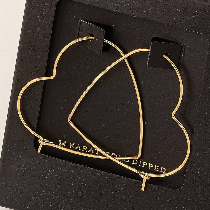 Secret Box Heart Outline Hoop Earrings for wholesale by Fame Accessories