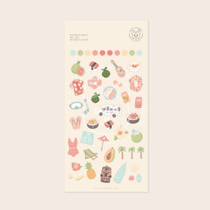 Foglio di adesivi Island Flavor per la vendita all'ingrosso da parte di Scotty&Mel