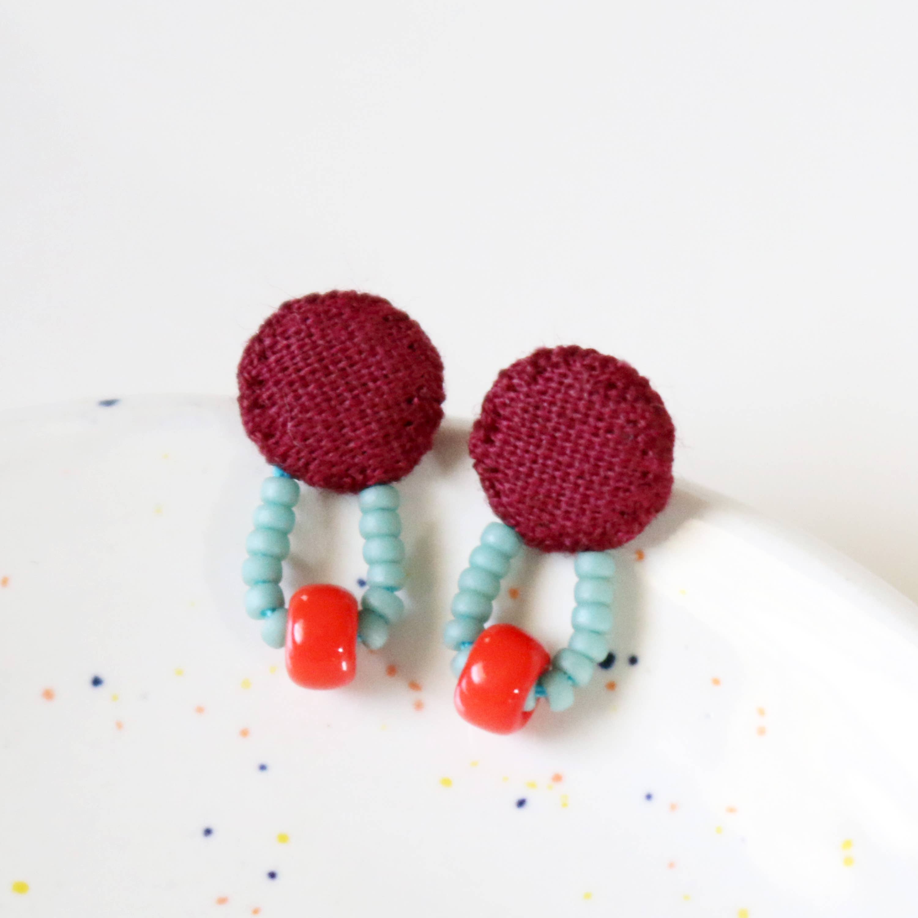 ashdel – wholesale Stud/post earrings – Hand-Sewn Vintage Fabric Dot Stud Earrings3