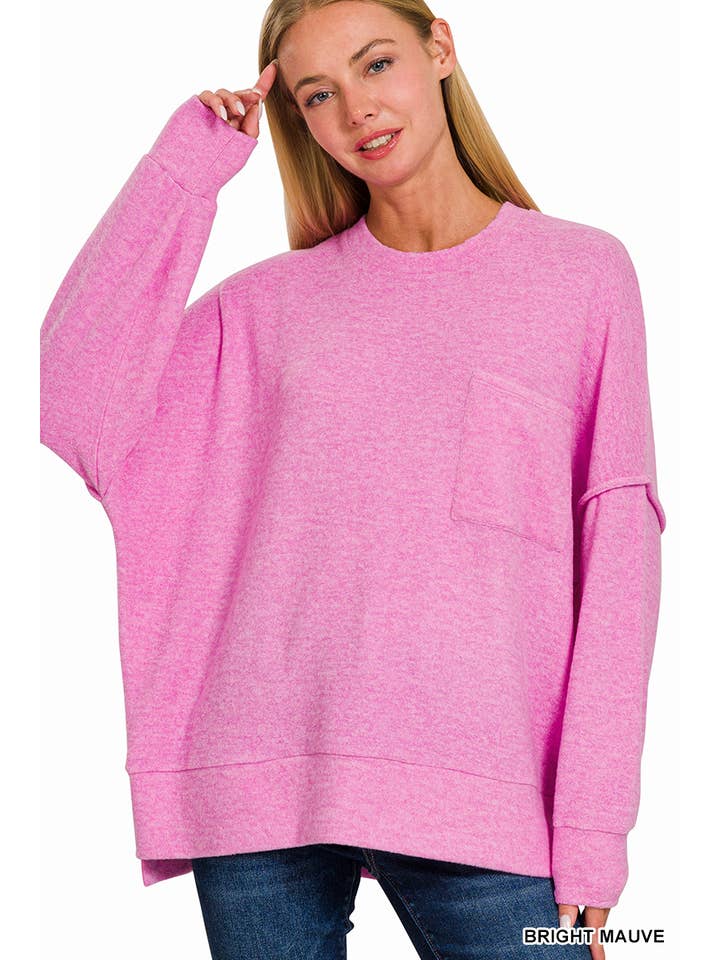 42POPS - Wholesale Pullover-trui - Dames - ,,,, Geborsteld Melange Drop Shoulder Oversized Trui12