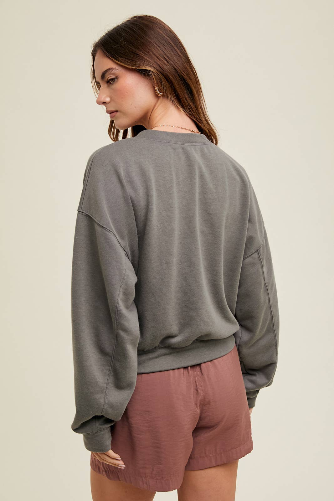Wishlist Apparel - Wholesale Sweatshirt - Women's - WASHED FRENCH TERRY CROP SWEATSHIRT / WL24-8797T3