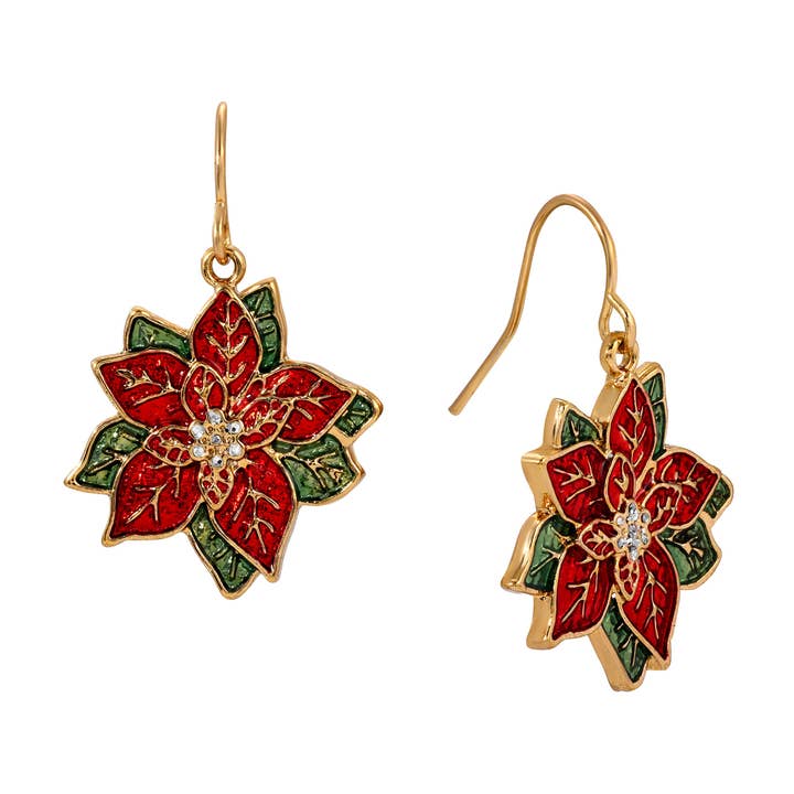1928 Jewelry Poinsettia Drop Earrings for wholesale by 1928 Jewelry