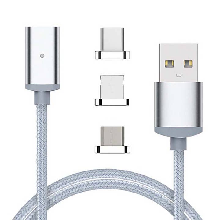 Silver Fast Charging 3 in 1 Magnet Cable for wholesale on Faire10