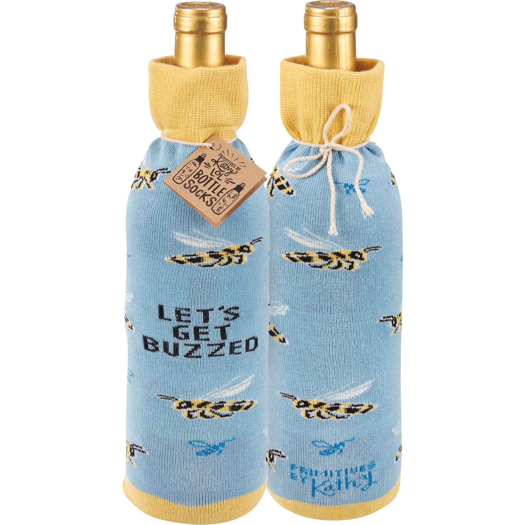 Primitives by Kathy - Wholesale Wine Gift Bag - Let's Get Buzzed Bottle Sock3