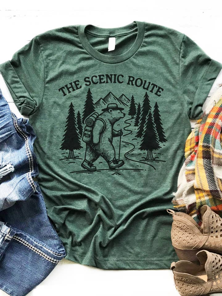 The Scenic Route Hiking Shirt, Outdoors Hiking Camping Tee for wholesale by Gerdees