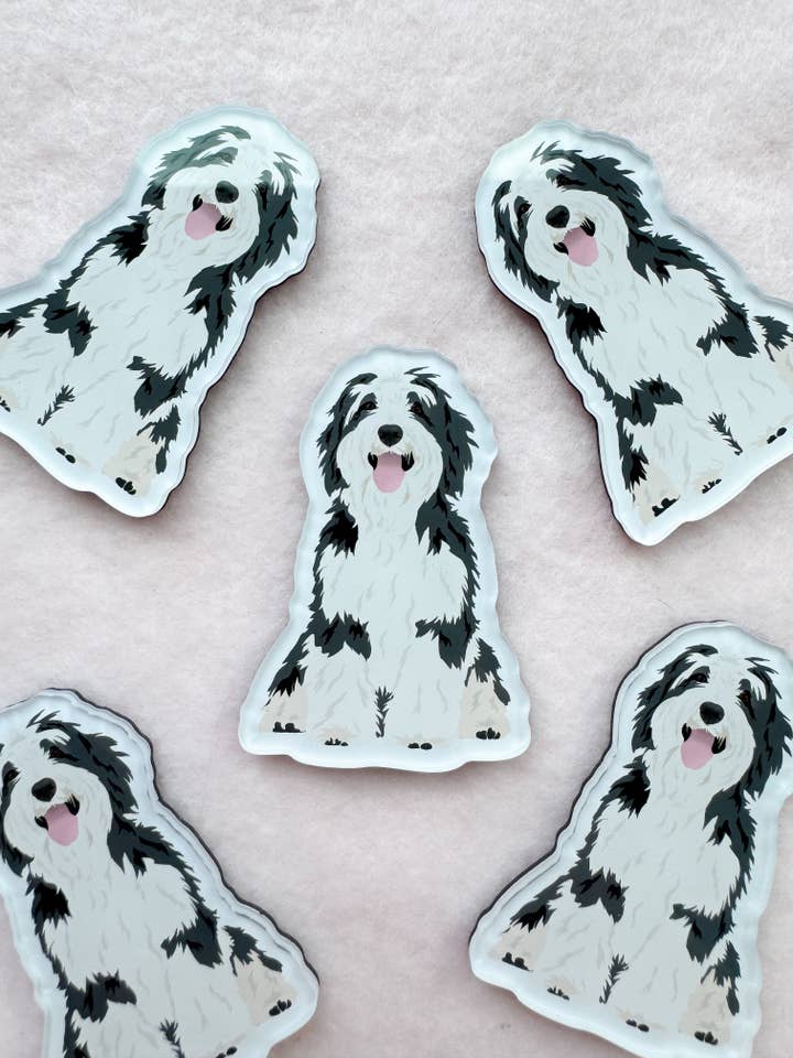 Old English Sheepdog, Tibetan Terrier Magnet for wholesale by Our Cheery Corner