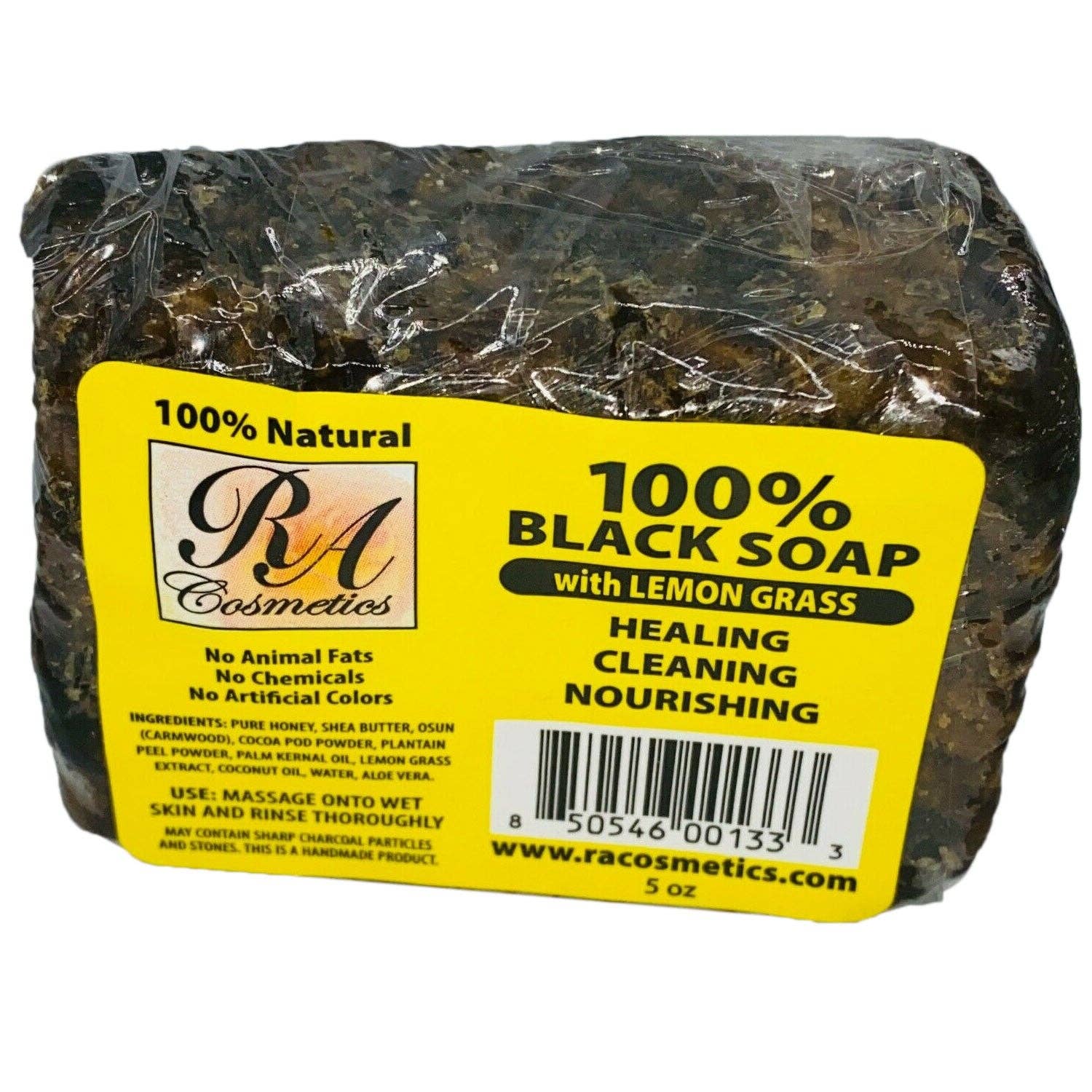KT Supply – wholesale Bar Soap – Ra Cosmetics 100% Black Soap Lemon Grass 5 Oz.0
