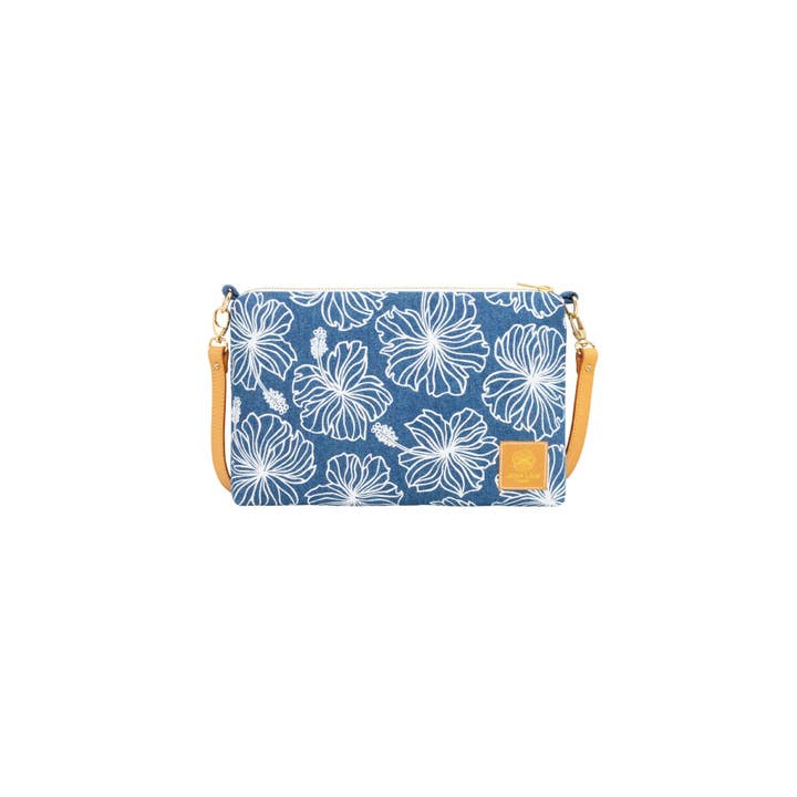 Slim Zipper Cross Body • Hibiscus • Denim Collection for wholesale by Jana Lam