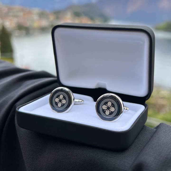 ETNA - Wholesale Cufflinks - 4 Sicilian Colors Floral Print Handmade Italian Cufflinks0