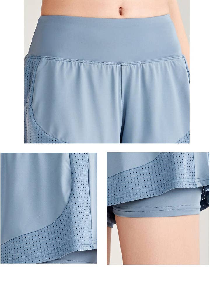 Active by Anna-Kaci - Wholesale Athletic Shorts - Women's - Quick Dry Loose Running Shorts 2-in-1 Gym Athletic Short10