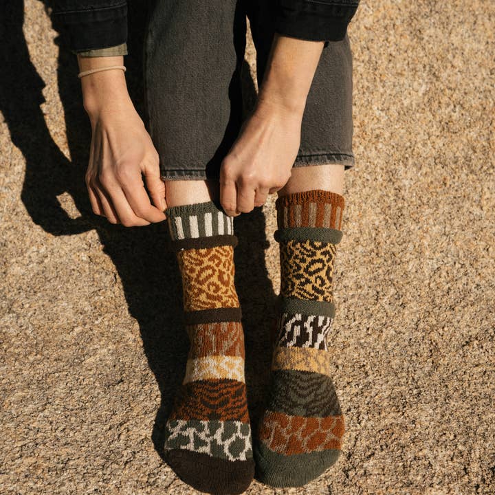 Solmate Socks - Wholesale Socks - Women's - Savanna Crew Socks | Gives Back To Wildlife Conservation 1