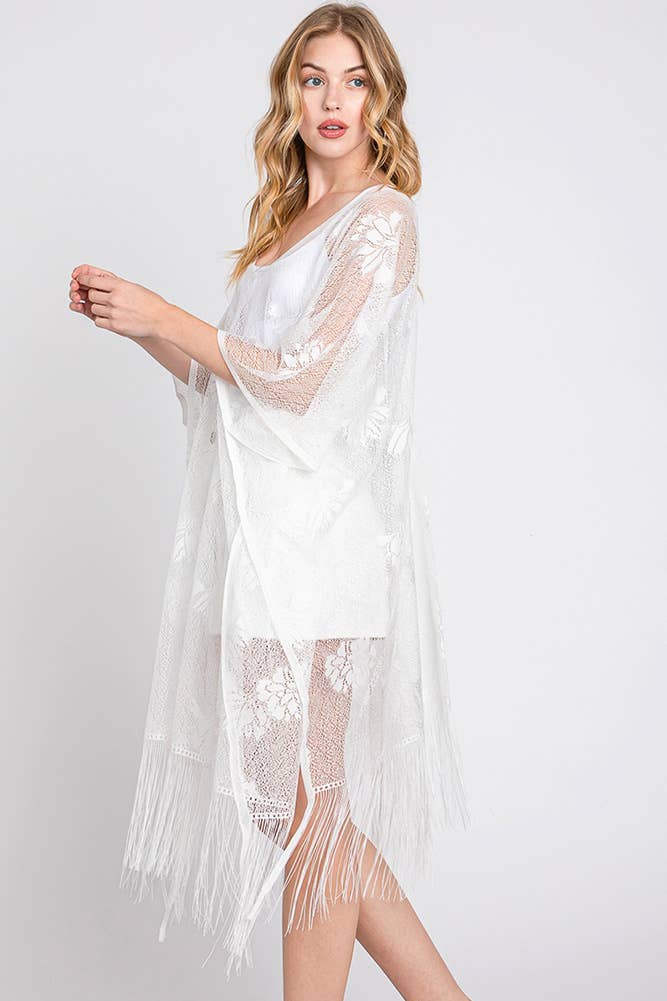 Hana - Wholesale Swim Cover Up - Women's - Floral Lace Summer Poncho Cover Up with Tassel5