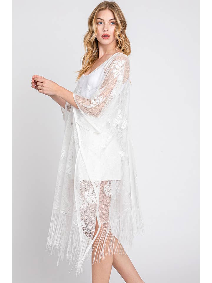 Hana - Wholesale Swim Cover Up - Women's - Floral Lace Summer Poncho Cover Up with Tassel5