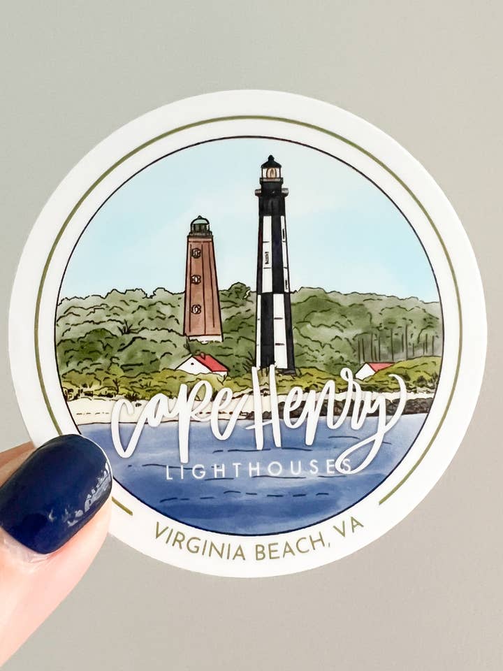 Virginia Beach, VA Virginia - Cape Henry Lighthouse 3in Sticker for wholesale by Thirteenwinks