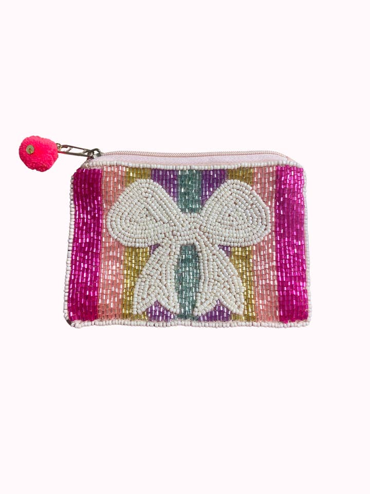 Bow Beaded Coin Pouch for wholesale by Valois Designs