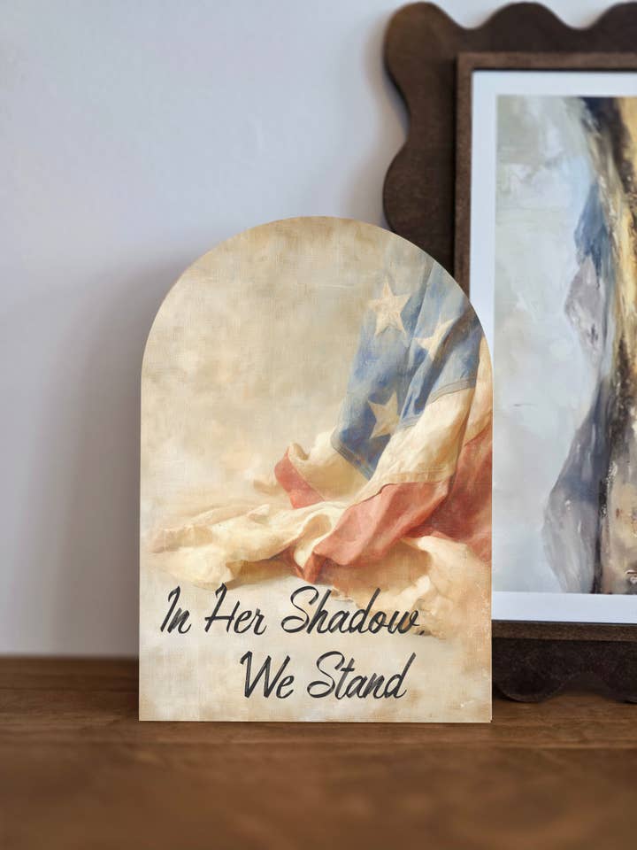 Vintage American Flag Sign - Patriotic Home Decor - Arch for wholesale by The 19th Collective
