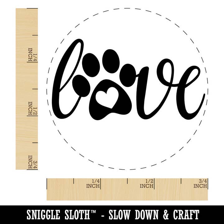 Love Script Paw Print with Heart Dog Cat Self-Inking Rubber Stamp for Stamping Crafting Planners for wholesale by Sniggle Sloth