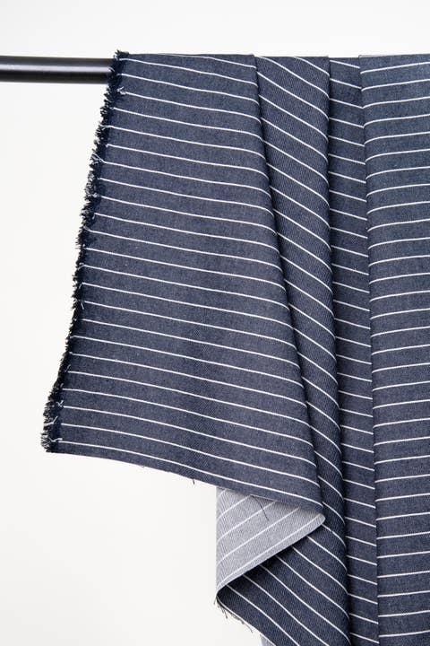 Atelier Brunette - Fabrics & Sewing Patterns Shop - Wholesale Fabric - Fabric "Denim Wide Stripes Mid Blue"1