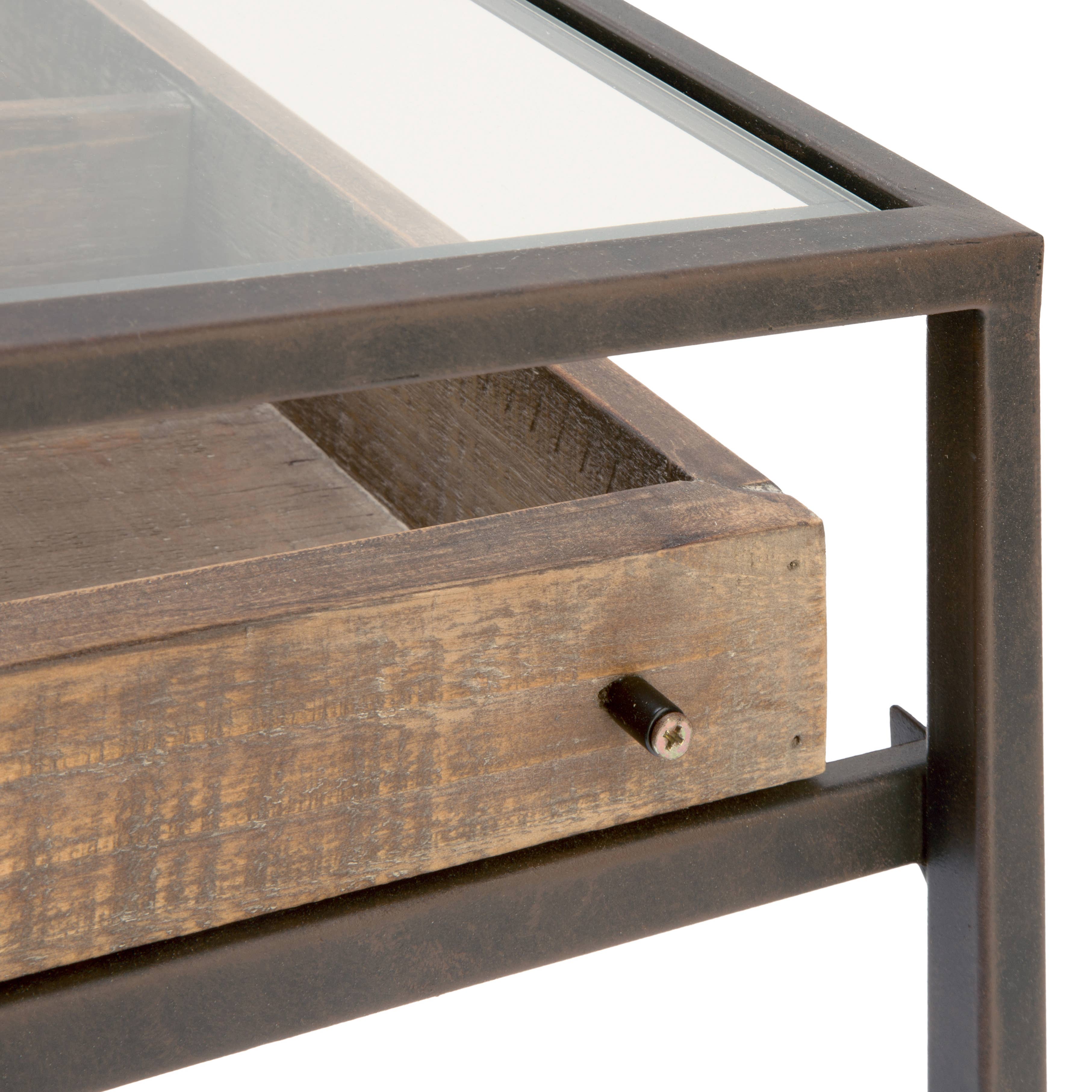 Tripar International – Engroshandel Tebord – Sæt med 2 sideborde med glas Top Opbevaring Skuffe8