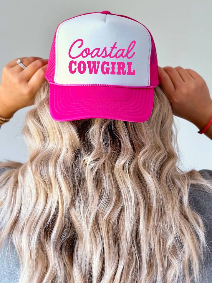 Coastal Cowgirl TRUCKER CAP HOTPNKWHT for wholesale by Keep it Gypsy