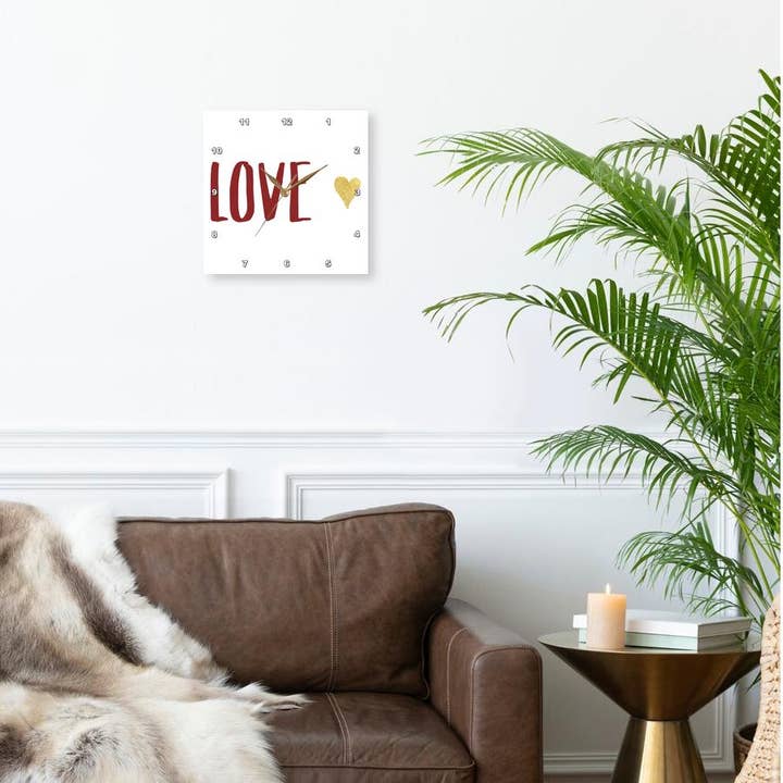 3dRose – wholesale Wall clock – 3dRose, Image of Red Gold Love Glitzy Heart, Wall Clock1