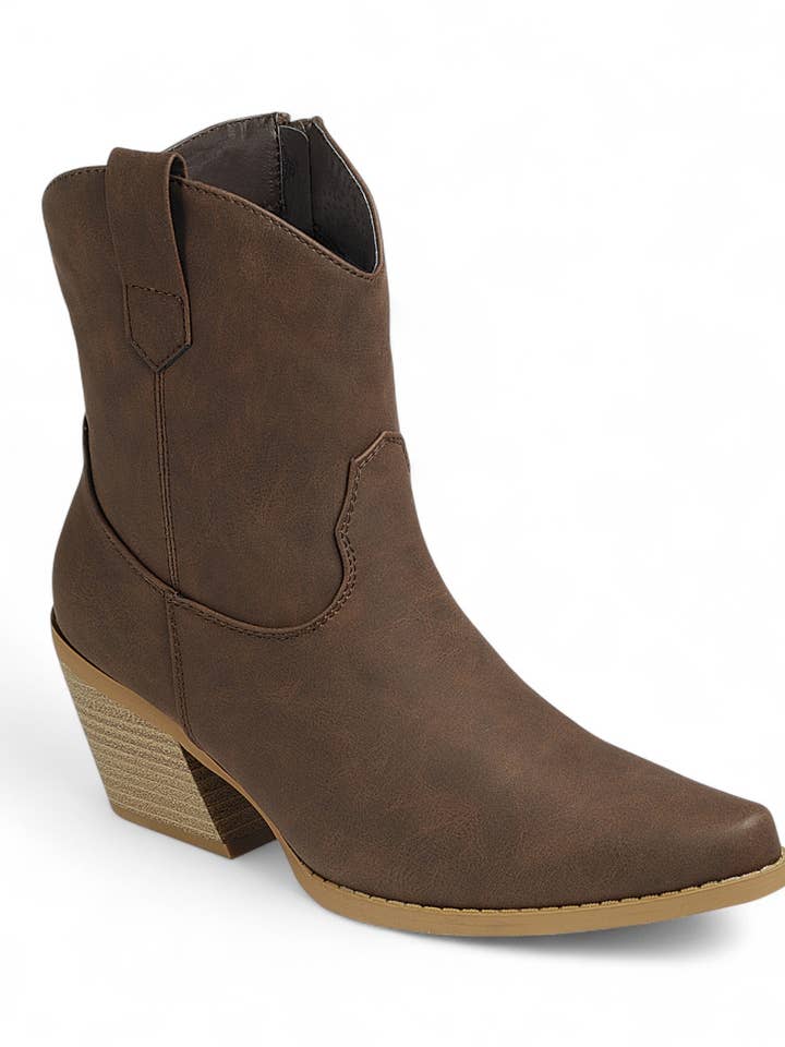 Women Chunky Heel Ankle Booties FL-CREEK-03 for wholesale by FASHION EMPORIO