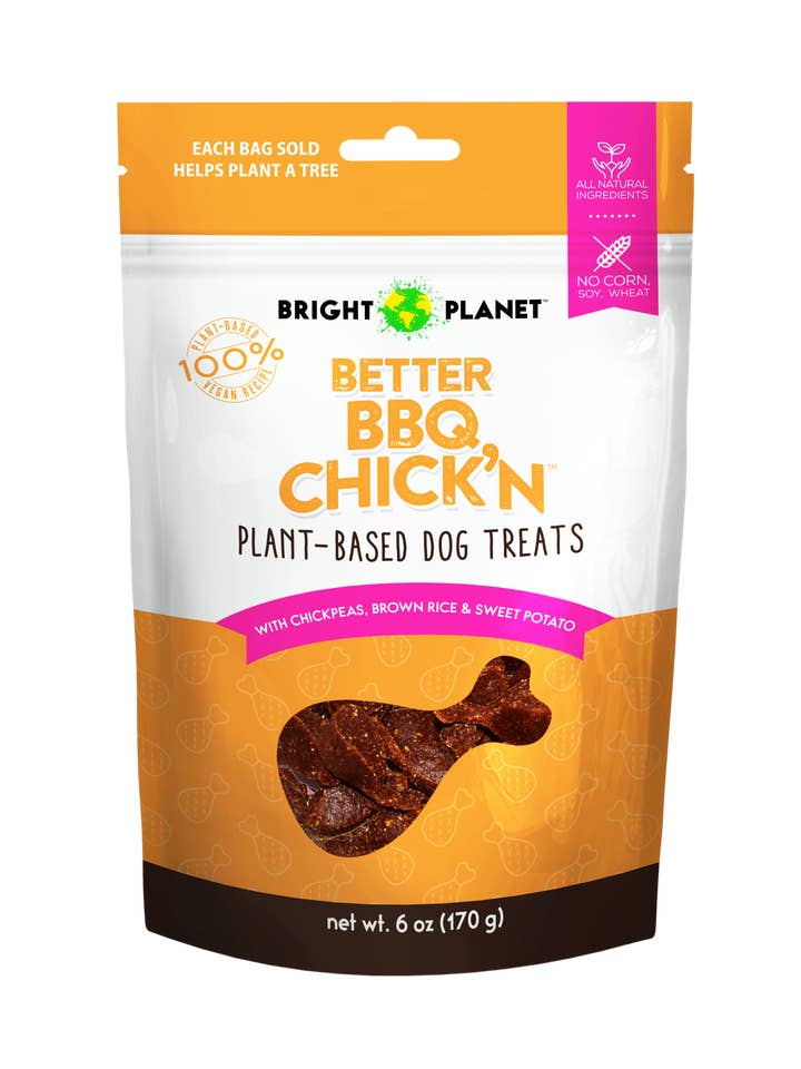 Better BBQ Chick'n Dog Treat for wholesale by Bright Planet Pet