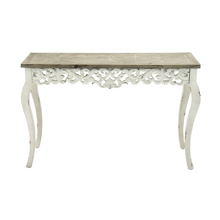 Farmhouse White Wood Console Table for wholesale by Deco Marché