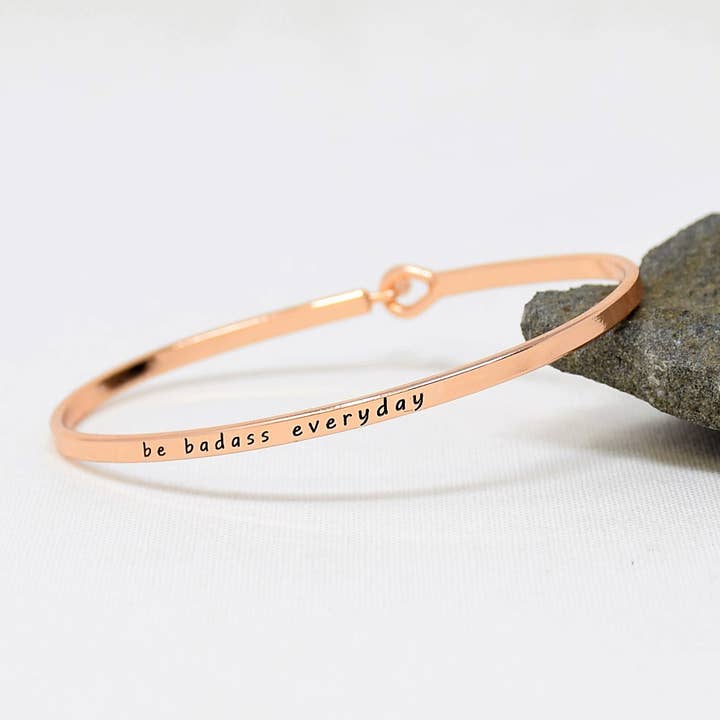 Curated Trinkets - Wholesale Bangle Bracelet - be badass everyday | Inspired Message Engraved Simple Bangle3
