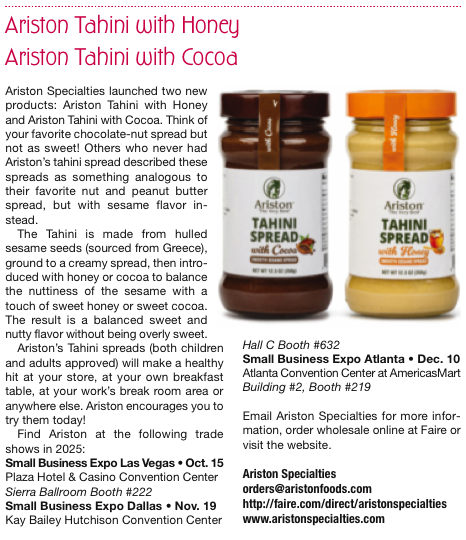Ariston Specialties - Wholesale Nut Butter - (NEW!) Ariston Tahini with Honey - Ariston Item#391 12.3oz2