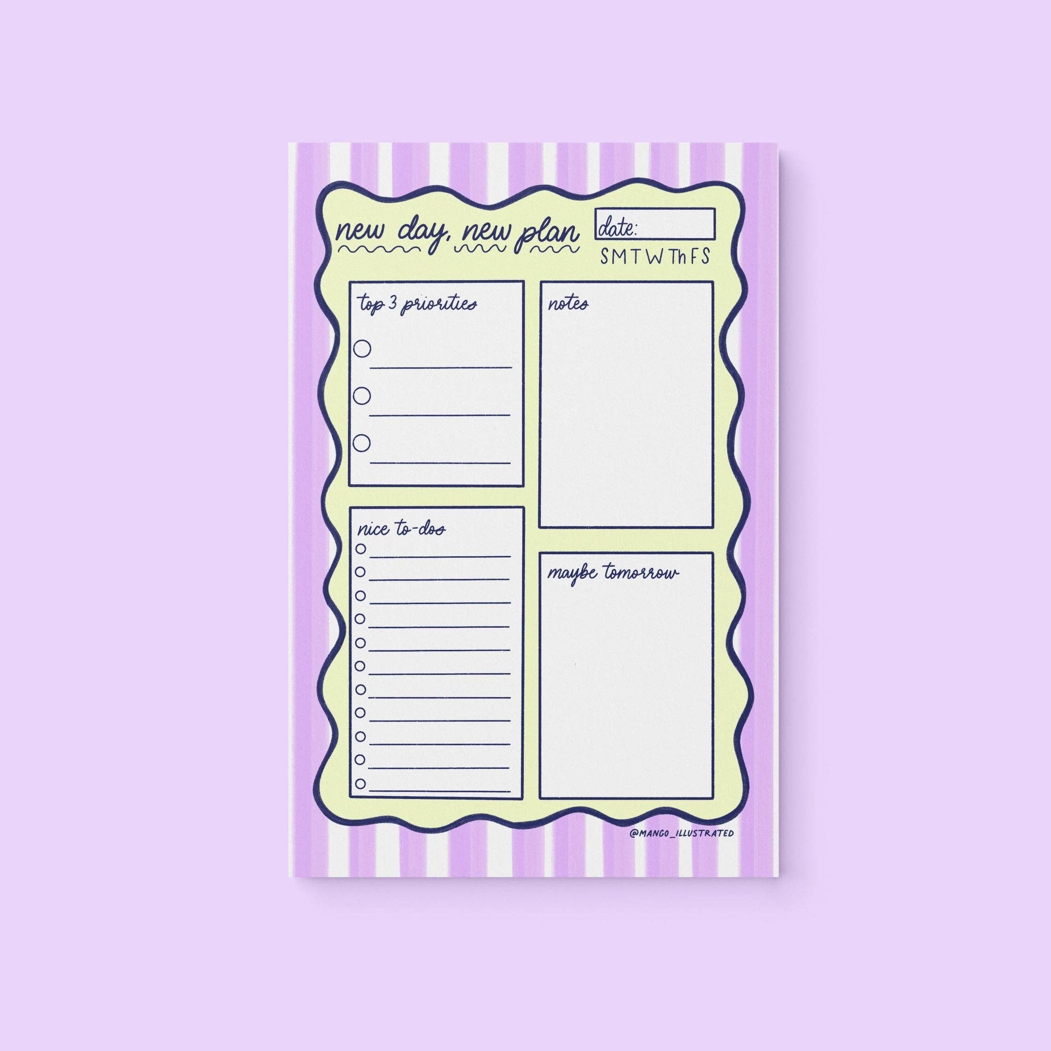 MangoIllustrated - Wholesale Notepad - New Day New Plan Daily Planner Notepad1