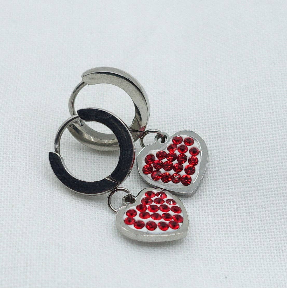Daemon srls – wholesale Huggie earrings – LUCY ~ Zircons heart Stainless Steel Earrings15