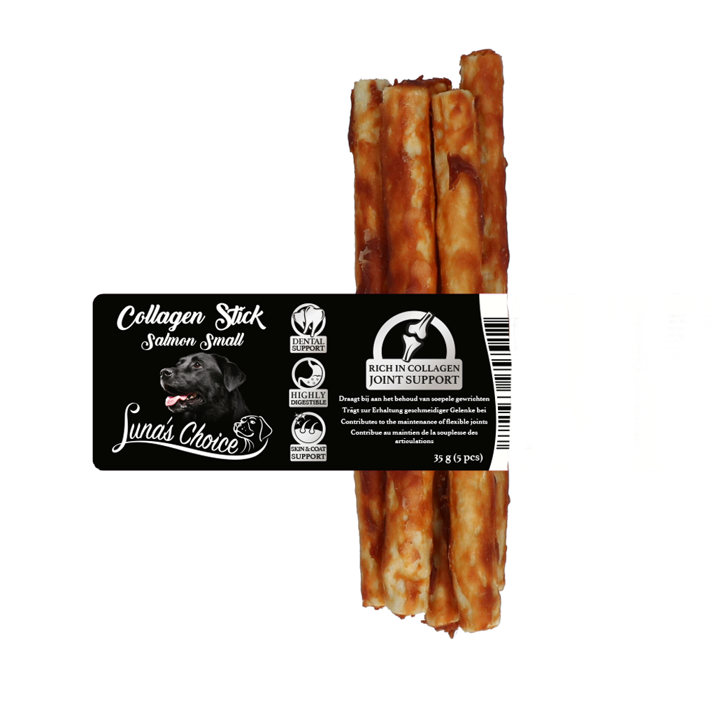 Hofman Animal Care - Vente Friandises – chien - Bâtonnets à mâcher au collagène saveur saumon Luna's Choice - Taille S1