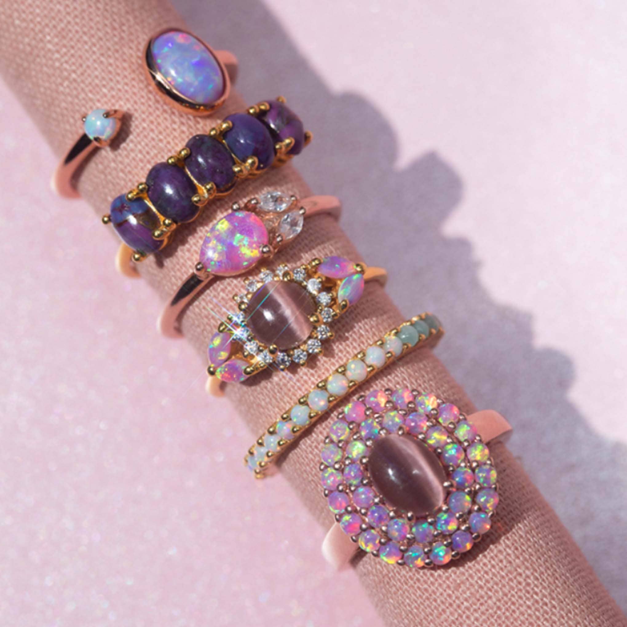 La Kaiser – Großhandel Mehrsteinige Ringe – Roségoldene Zuckerwatte Dualband2