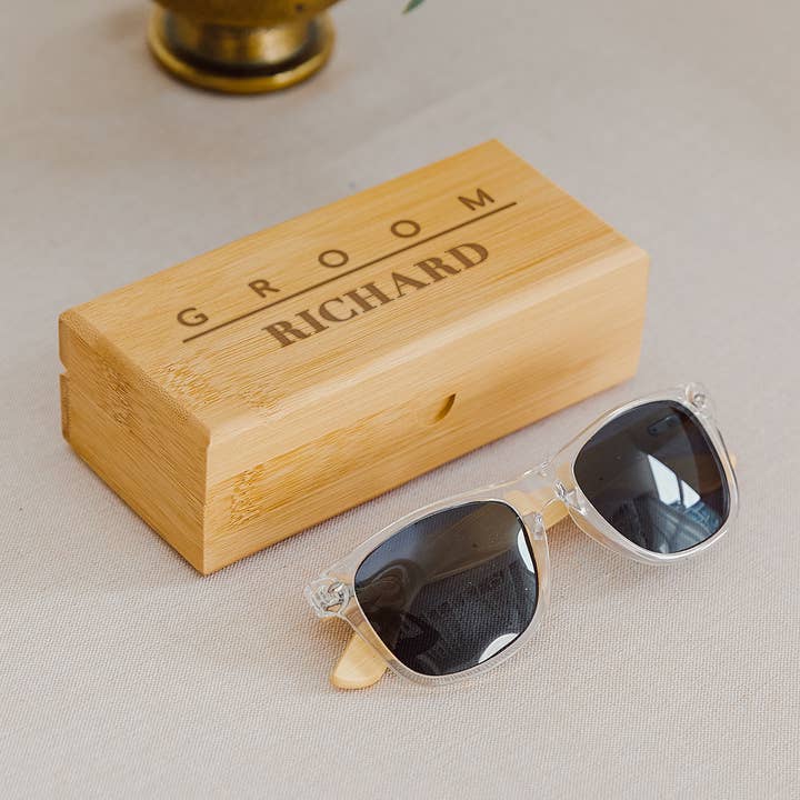 Weddingstar Inc. - Wholesale Eyewear Cases & Holders - Unisex - Bamboo Wood Sunglasses Case - Groom1