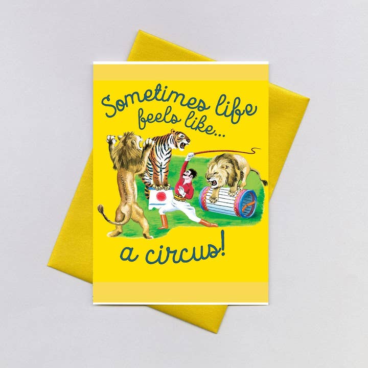 Laughing Elephant - Wholesale Thinking of You Card - Lions & Trainer - Thinking of You Card