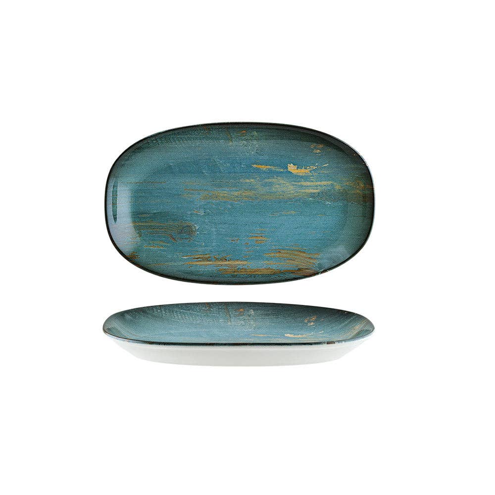 TURGLA HOME - Wholesale Platter - Madera 6" x 3.5" x h:0.75" Oval Decorated Porcelain Platter (Set of 2)1