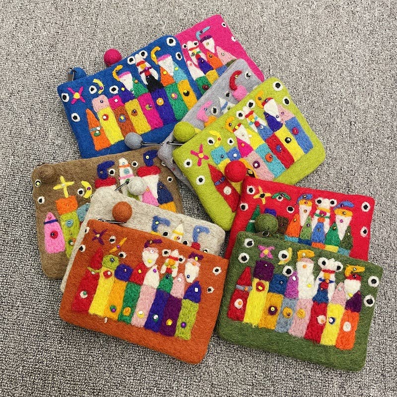 Tourtiwi - Wholesale Portemonnee - Dames - Schattige Kleine Vilten Tasjes met Sprookjesachtige Stadsdecoraties8