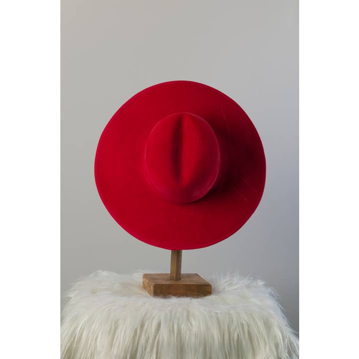 ByVlada - Wholesale Fedora - Women's - Red Lotus Fedora Wide Brim 100% Rabbit Fur Felt1