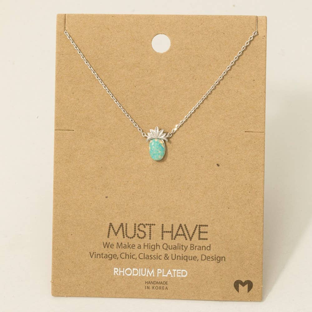 Fame Accessories – Großhandel Kette mit Anhänger/Charm – Halskette mit Ananas-Anhänger aus Opal4